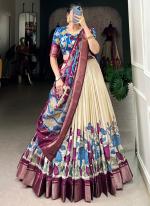 Dola Silk Off White Traditional Wear Kalamkari Print Readymade Lehenga Choli